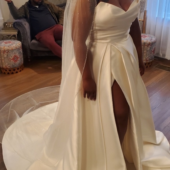 High Split Wedding Dress bridal 18 street 12/14 - Picture 2 of 4